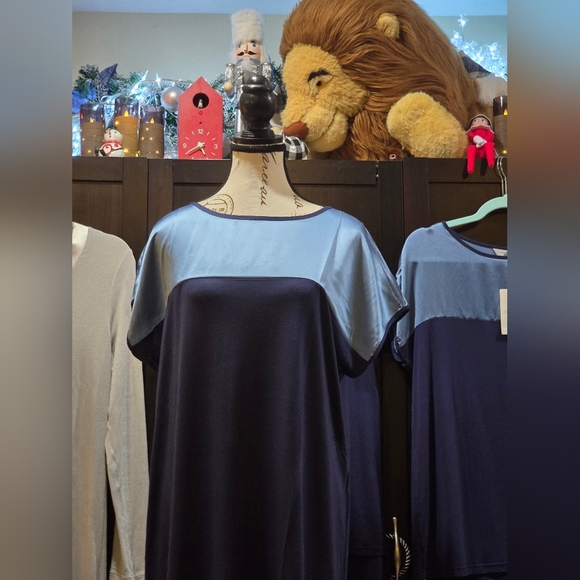 Frette Cascade Lounge Collection 2025- NWT Nightgown Blue Silk- Cotton - Picture 5 of 15